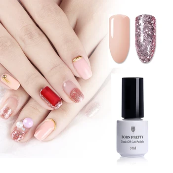 

5ml BORN PRETTY 2 Bottles Nail UV Gel Glitter Set Shining Rose Gold LED UV Gel Soak Off Nail Art Gel Polish varnish for UV Lamp