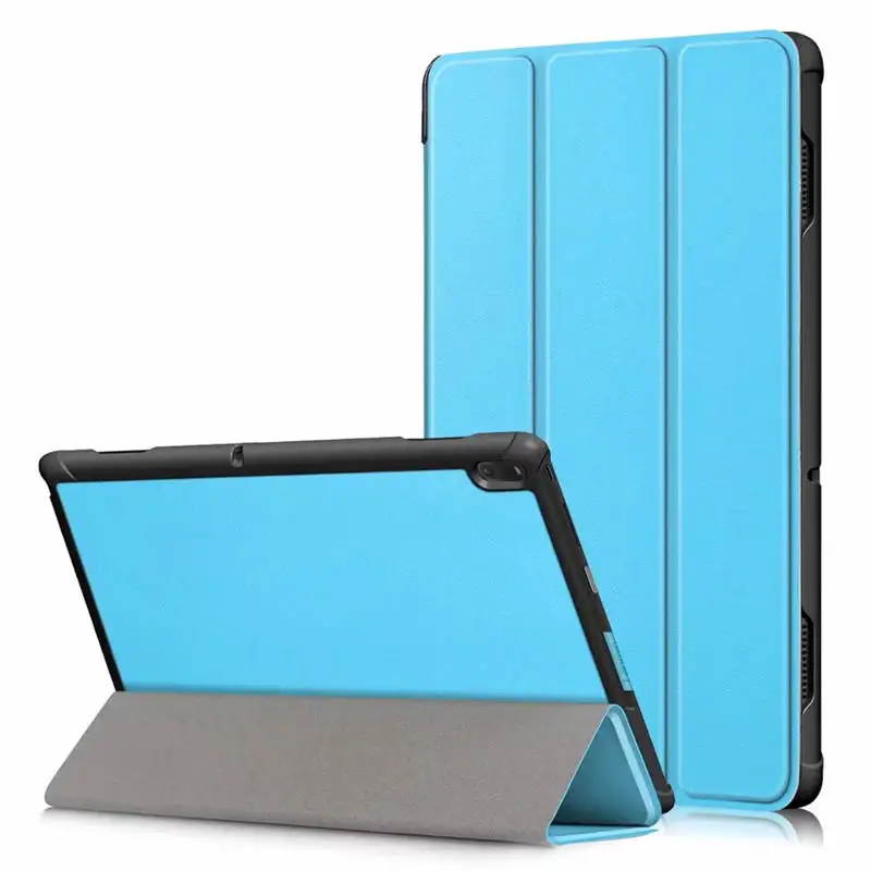 Повседневное из искусственной кожи чехол для lenovo Tab E10 TB-X104F 10,1 inch планшет со складывающиеся фолиевые чехлы - Цвет: Light Blue