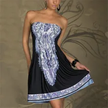 2016 Sexy Sundress Women Floral Pattern Printed Vintage Summer Dress Bohemian Beach Dress LZH7