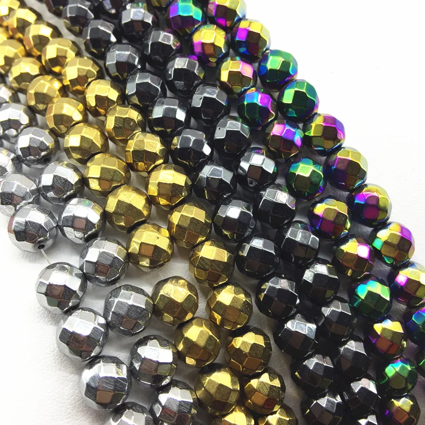 

4 6 8 10 12mm Faceted Round 3 colors Magnetic Natural Hematite Stone Japser Loose Beads Ball Charms Jewelry Finding 15inch B190