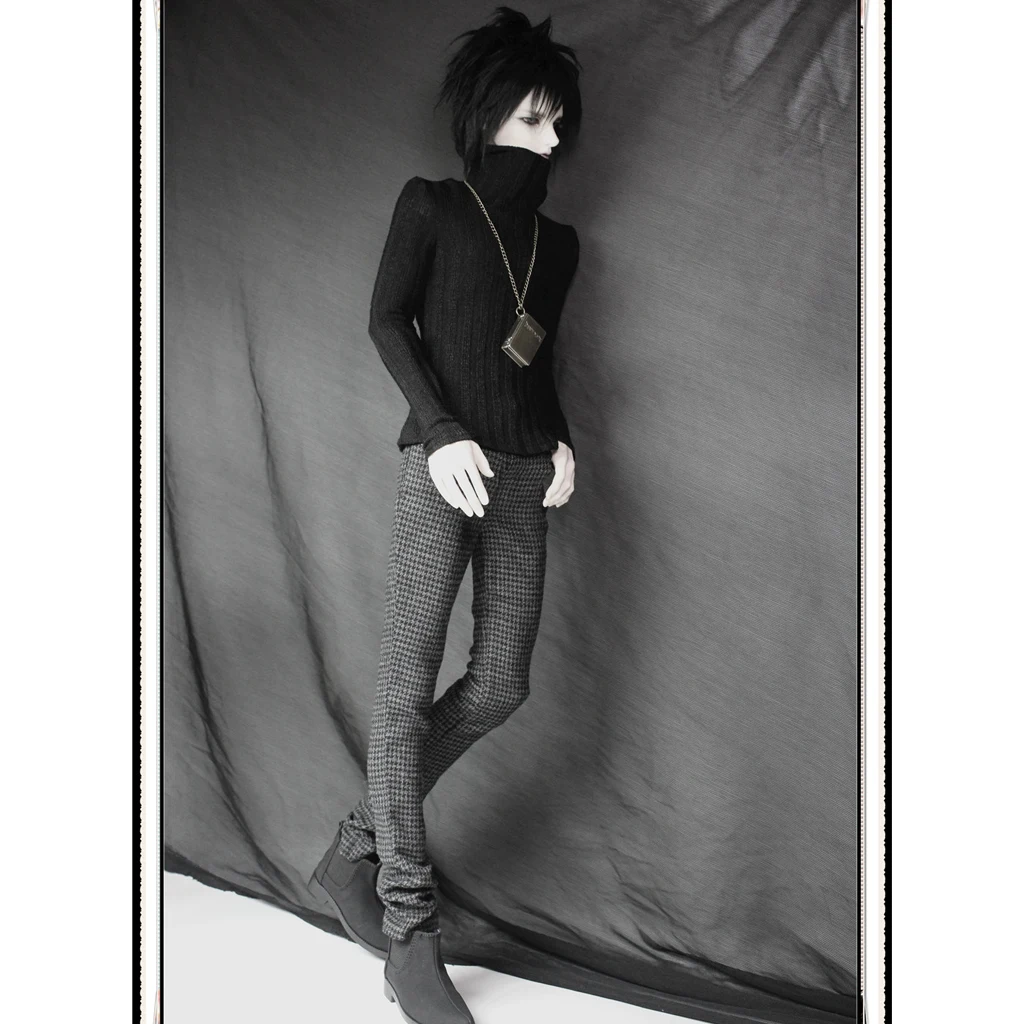 

Fashion 1/3 BJD Black Turtleneck Sweater Plaid Pants Set Outfit Clothes Accessory for Normal 70cm Uncle Size Doll