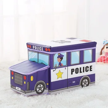 

TenBroman Toy Organizer Bus Shape Storage Bins Boxes for Toys Cloth Folding Non-Woven Multipurpose Children Storage Stool