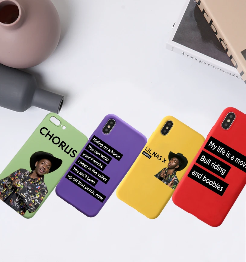 Lil Nas X CHORUS Candy Color TPU Case phone For iphoneX 7 8 XS XR XSMAX Old Town Road Red Yellow purple green Cover