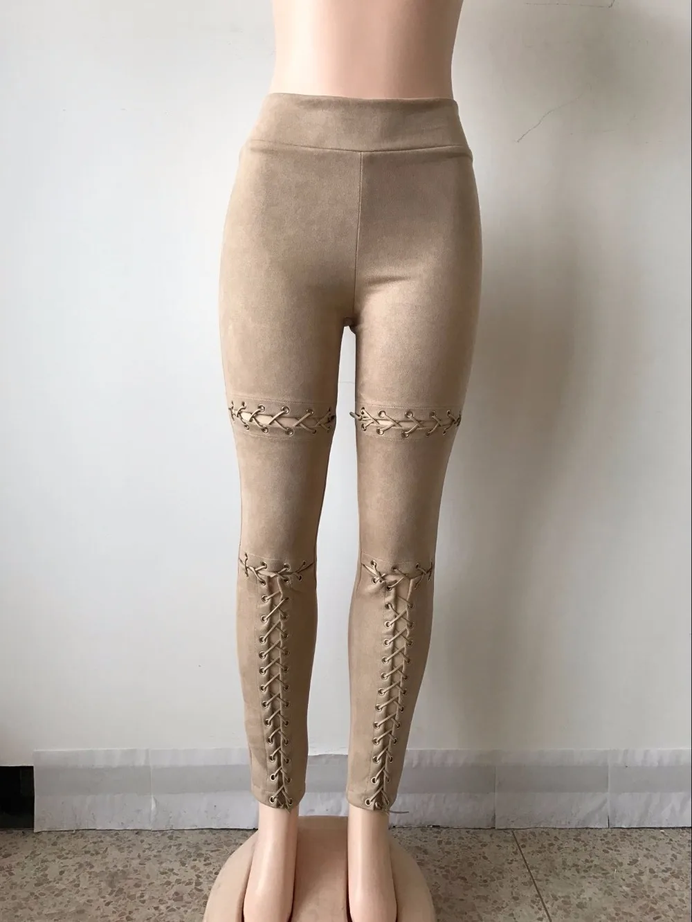 Кружевные леггинсы с высокой талией женские сексуальные длинные тонкие леггинсы замшевые повседневные длинные брюки осень зима узкие брюки