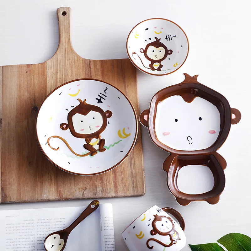 New Baby Infant 5PCS Cute Ceramic cartoon Animal Bear Rabbit Shape Feeding Plate Fruit Snack Dishes Kids Children Tableware New Baby Infant 5PCS Cute Ceramic cartoon Animal Bear Rabbit Shape Feeding Plate Fruit Snack Dishes Kids Children Tableware