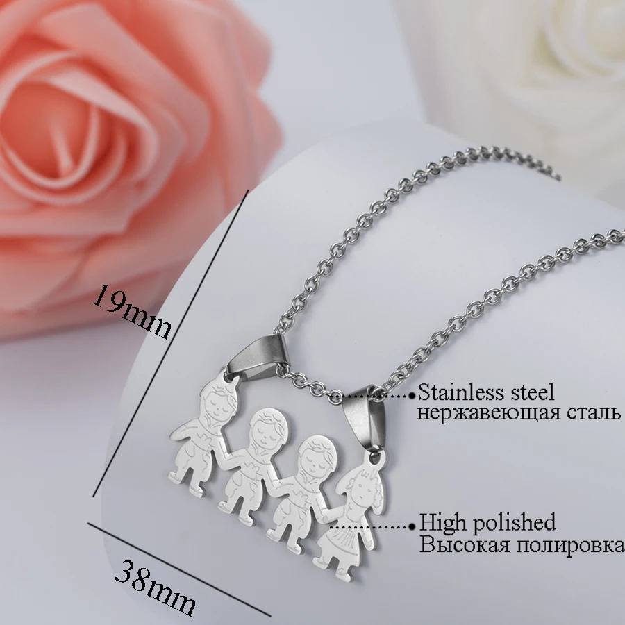 Cartoon Twins Brother Sister Mother Family Serise Pendant Necklaces Size