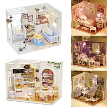 DIY Кукольный дом Каса аксессуары для миниатюрного кукольного домика мебель светодиодный светильник деревянная модель дома Рождественский подарок игрушки для детей# E