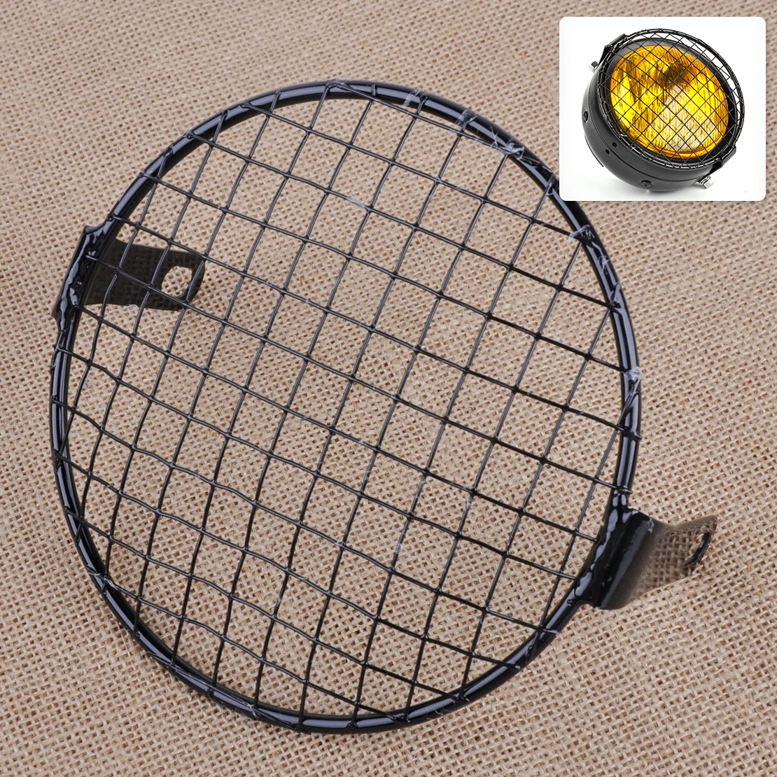

CITALL Motorcycle Motorbikes Metal 16cm Retro Vintage Round Headlight Lamp Grill Protective Cove Mask for Harley BMW Yamaha ATV