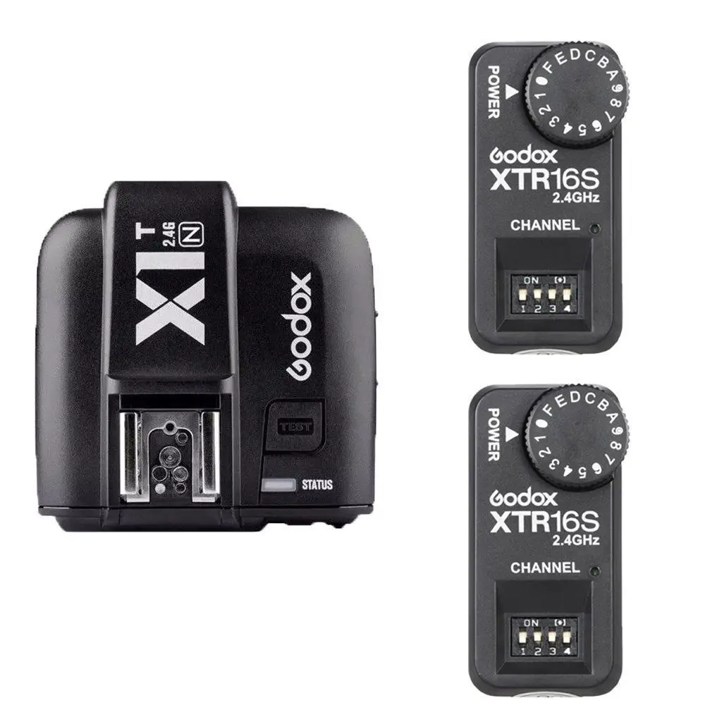 

Godox X1T-N TTL Wireless Transmitter & 2x Flash Receivers XTR-16S Wireless 2.4G