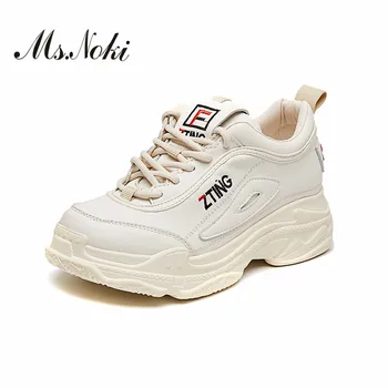 

Fashion solid round toe women casual shoes Thick bottom small white shoes of female lace up comfortable single shoes for women