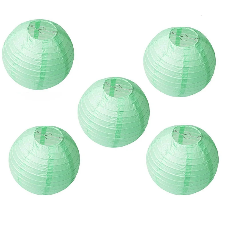 mint green paper lanterns