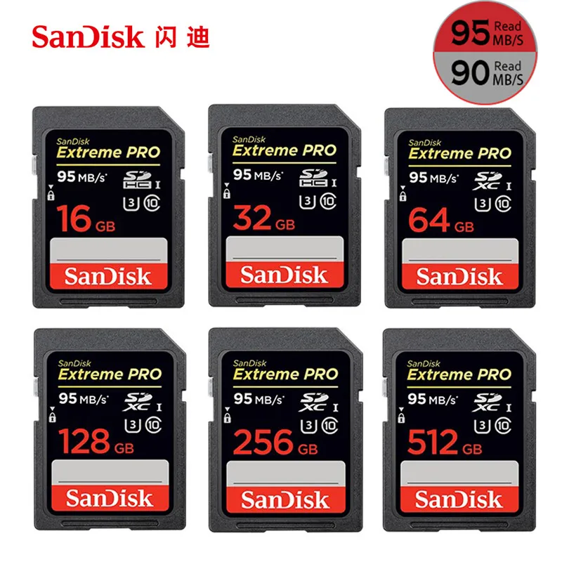 SanDisk 95MB/s SD Card for Camera 256GB 128GB 64GB 32GB 16GB Memory Card U3 U1 4K Flash Card for Camera Flash Card PC SDXC SDHC