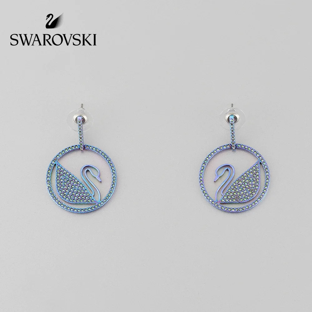 

Original Genuine Swarovski POP SWAN Magic rainbow swans lively free and elegant female drop earrings 5452633