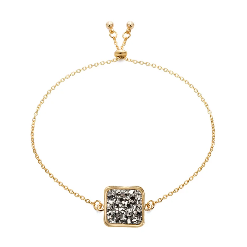 14*14 мм золотые очаровательные модные браслеты для женщин Кристалл Камень металлическая цепочка изящные ювелирные изделия - Окраска металла: Gold 2