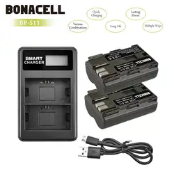 Bonacell 7,2 V 2800 mAh BP-511 BP-511A BP 511A Батарея + LCD Dual charger для Canon EOS 40D 300D 5D 20D 30D 50D 10D D60 G6 L10