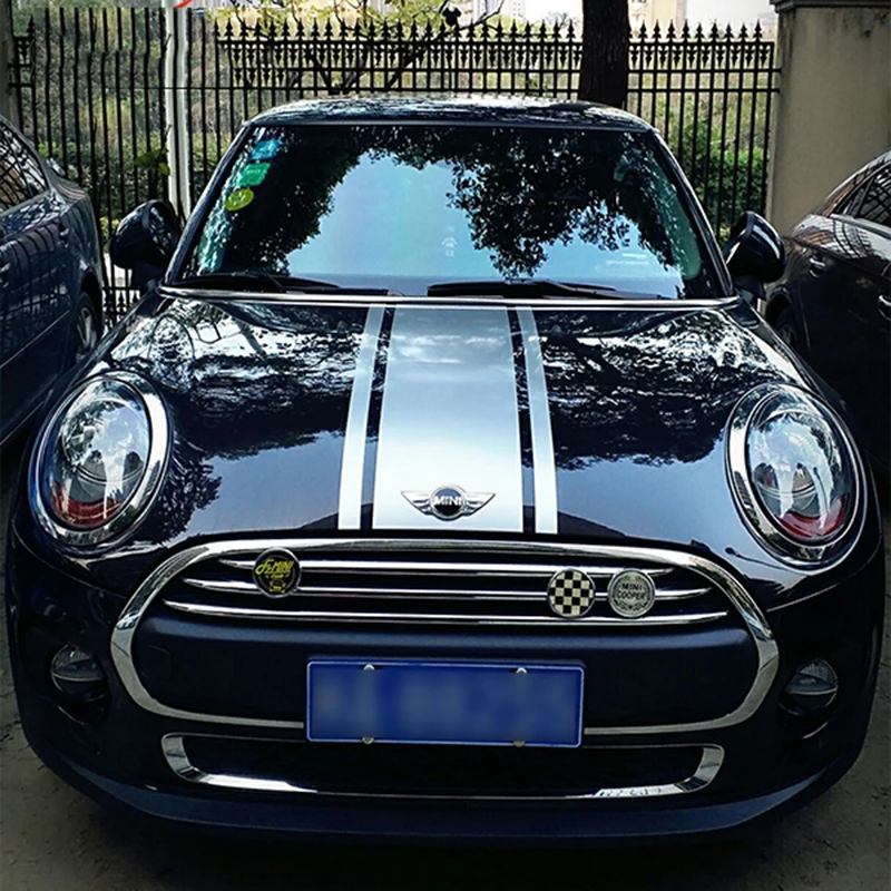 

Hood+Trunk 3 Stripe Car Stickers And Decals Car-Styling Car Styling For Mini Cooper F55 2015 2016 F56 2014-2016 Accessories