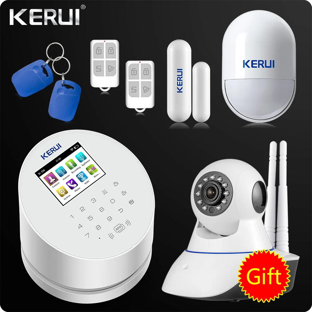 Домашняя охранная сигнализация KERUI W2 WiFi GSM PSTN RFID TFT цветной ЖК дисплей ISO Android App