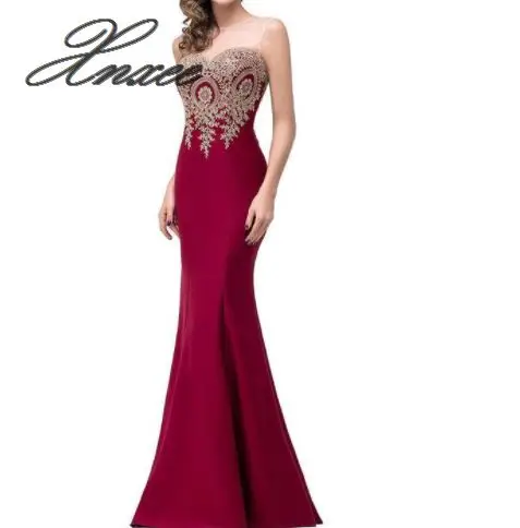 

Mermaid New Blue Long Dress 2019 Formal Party Evening Gown With Appliques