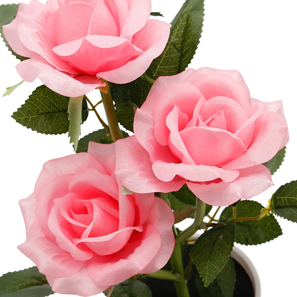 

Solar Powered Lawn Garden Balcony Home Bedroom Led Rose Decorative Table Lamp Artificial Plant Bedside Flower Pot