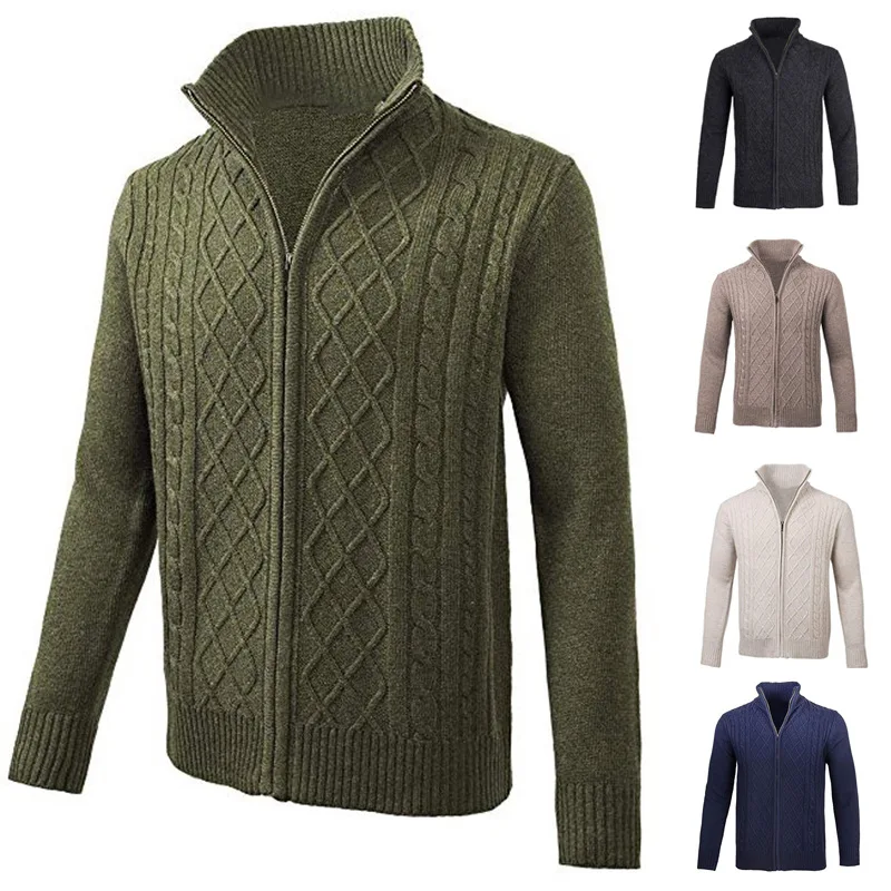 

2019 New Sweater Men Autumn Winter SweaterCoats Male Thick Faux Fur Wool Mens Sweater Jackets Casual Zipper Knitwear cardigan