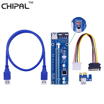 

CHIPAL 100PCS Regulator Tube 0.6M PCI-E Riser Card 1X to 16X Extender + USB 3.0 Cable / Molex Power Cord For BTC LTC ETH Miner