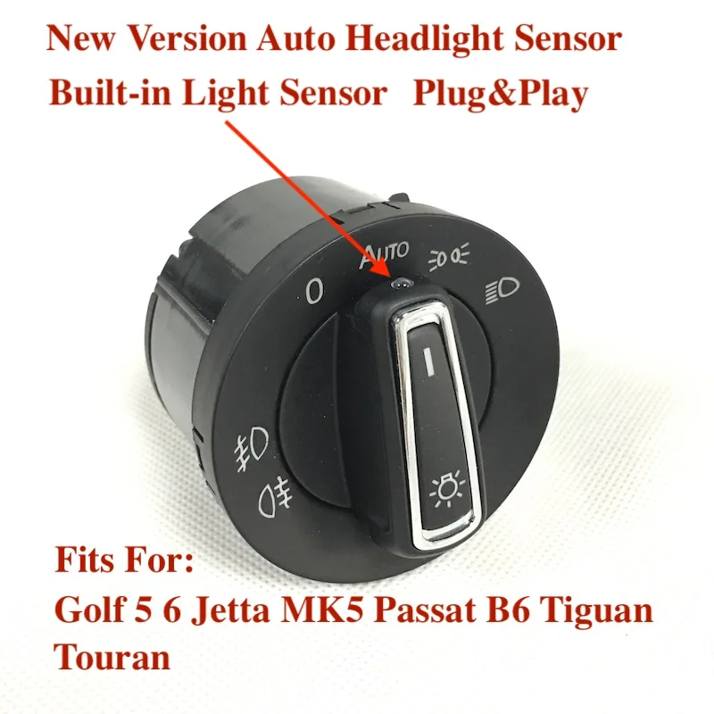 

BODENLA New Version Headlight Switch Built-in Auto Light Sensor For VW Golf 6 MK5 MK6 Jetta 5 MK5 Tiguan Passat B6 Touran