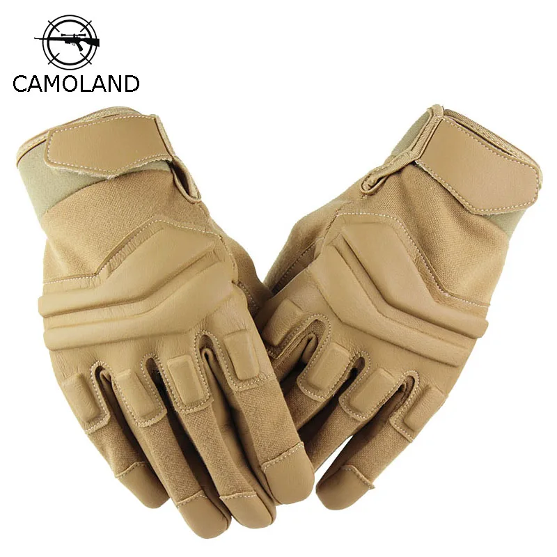 

CAMOLAND 2019 New Men Leather Gloves US Army Tactical Gloves Airsoft Military Paintball Shooting Motorcycle Full Finger Mittens