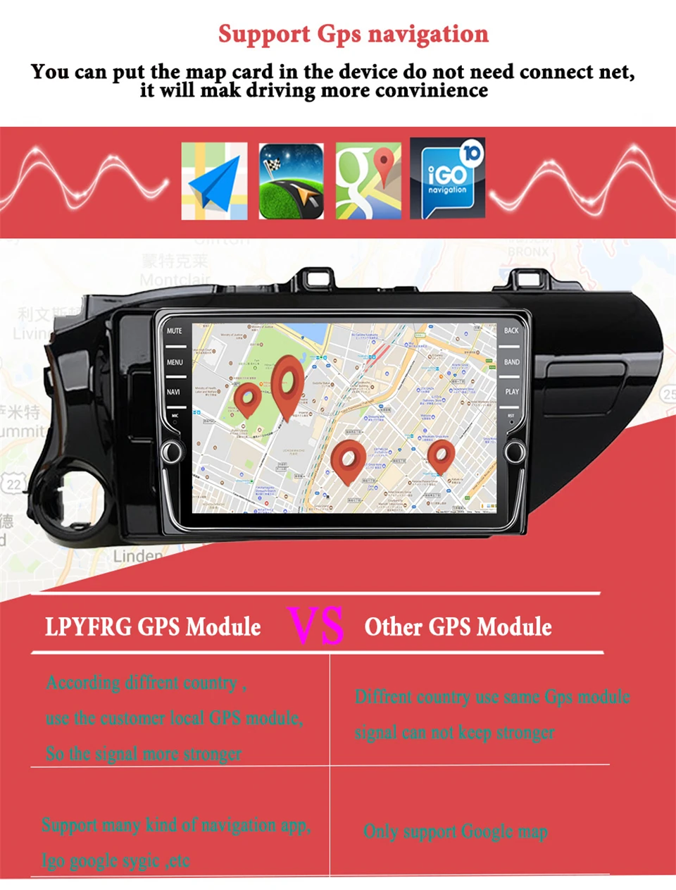 Discount Android 9.1 4GB 64GB Octa Core Car DVD Player For Toyota Hilux 2012 - 2015 Car Radio Multimedia GPS Navigation AUX Tape Recorder 6