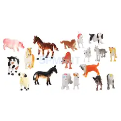 18 шт. Товары для сельскохозяйственных животных Рисунок модель Kid Игрушка Свинья, собака коровы, овцы лошадь осел дети Игрушечные лошадки