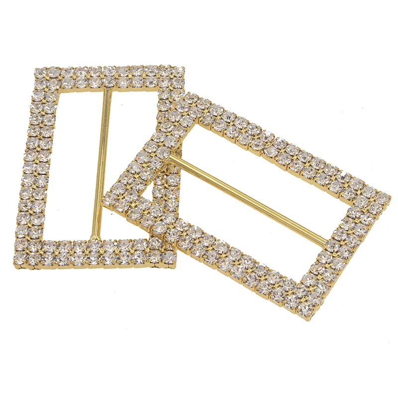 

40mm Rhinestone Solid Brass Buckles for Ribbon Slider Metal Crystal Buckle DIY Accessories Decoration 5pieces