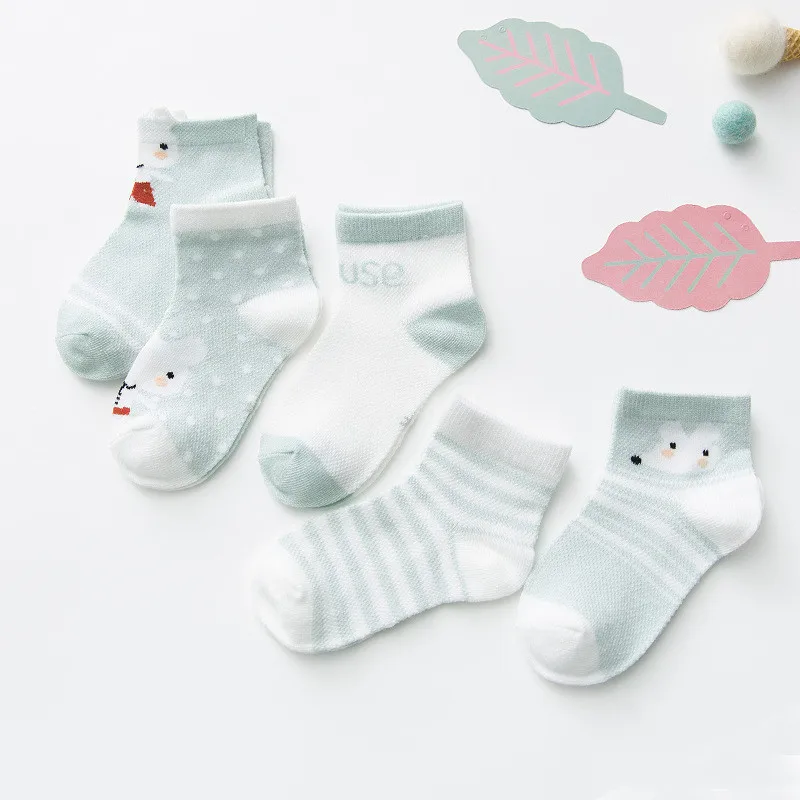 5 пар/лот, детские носки, летние тонкие носки из сетчатого материала для маленьких девочек, хлопковые носки для новорожденных мальчиков, одежда для малышей, аксессуары - Цвет: mouse