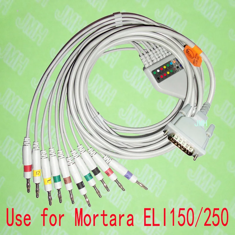 

Compatible with Mortara ELI 150/250 the EKG 10 lead,One-piece ECG cable and 4.0 Banana leadwires,15PIN,IEC or AHA.