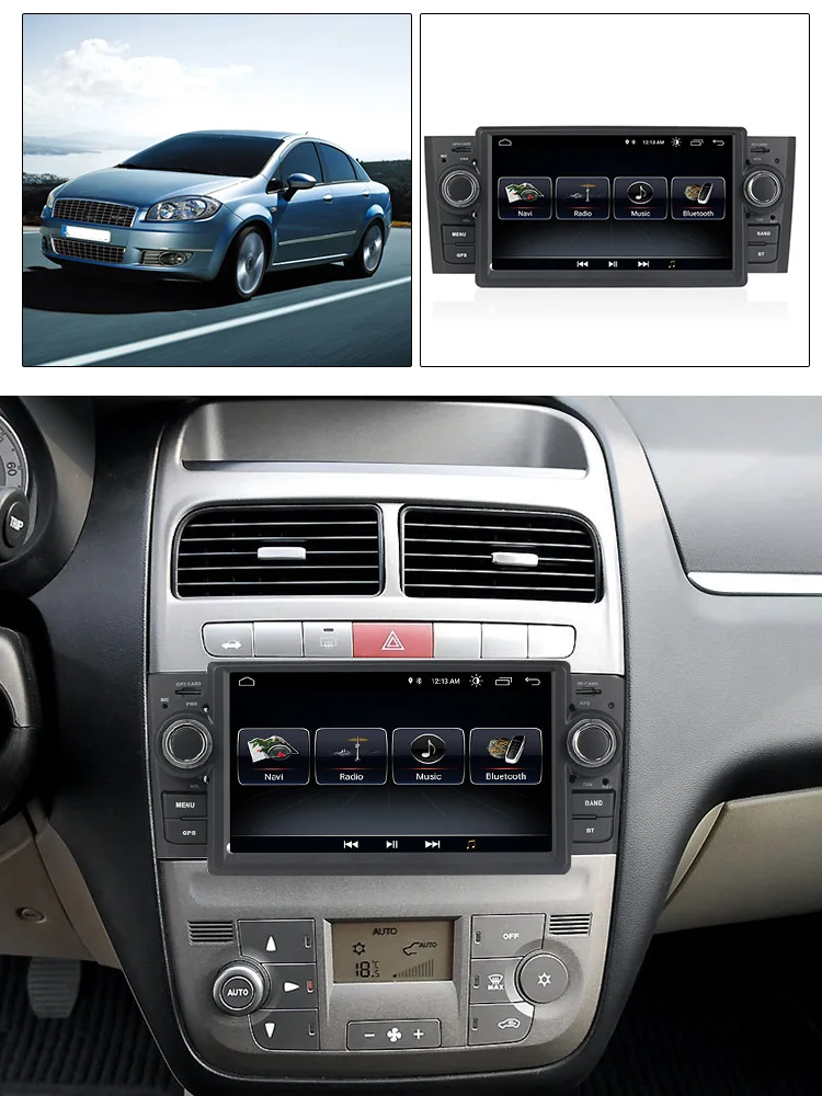 Top Car Multimedia player GPS Android8.1 Android9.1 Car Radio 1 Din DVD For Fiat/Grande/Punto/Linea 2007-2012 Radio FM steering 3