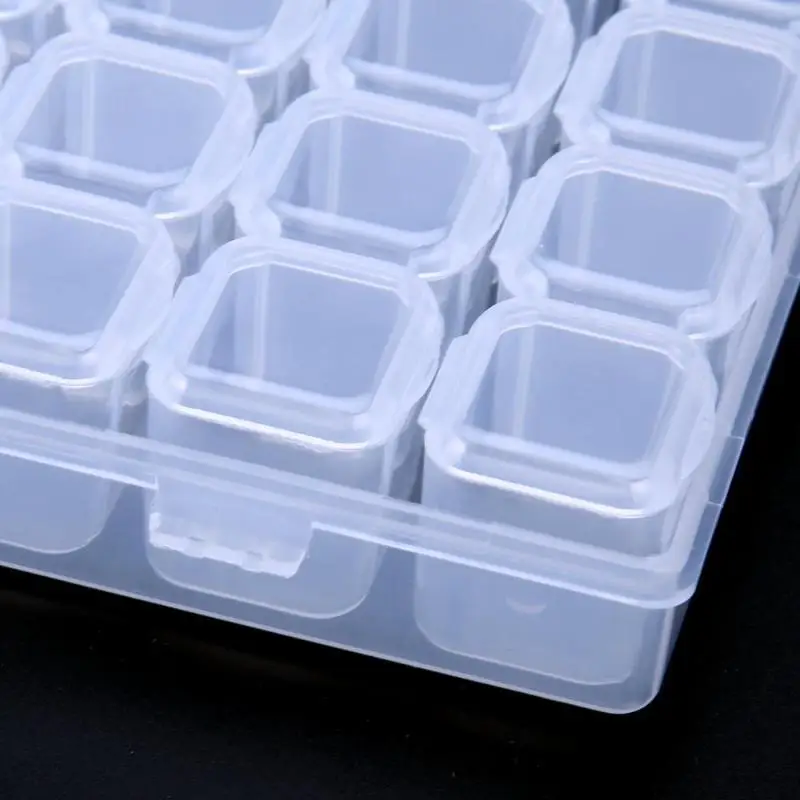 Пластиковые 28 слотов инструменты для дизайна ногтей коробка для хранения ювелирных изделий Чехол Органайзер для бисера дисплей Алмазная вышивка прозрачная коробка для хранения держатель