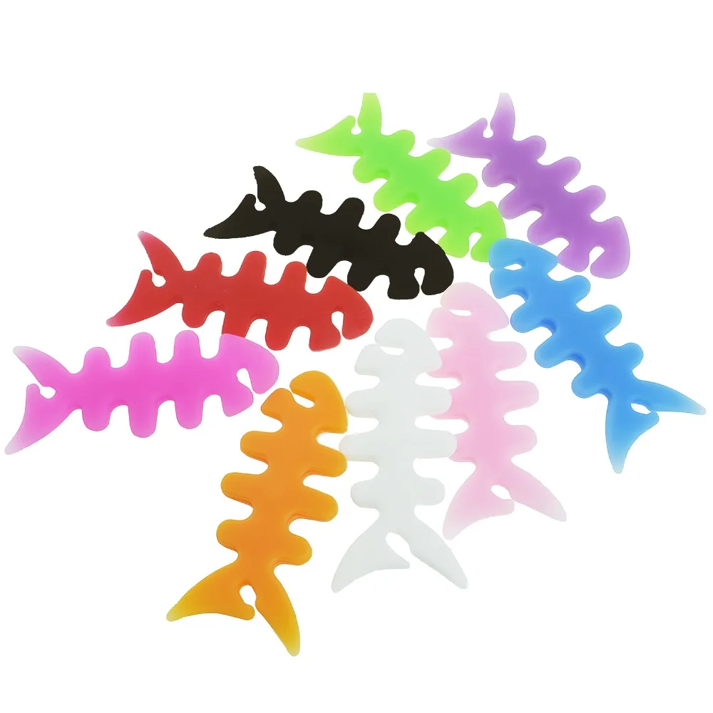 

1Pcs High Quality Silicone Plastic Fish Bone Headphone Earphone Cord Wire Rubber Cable Winder Holder Data Cable Organizer