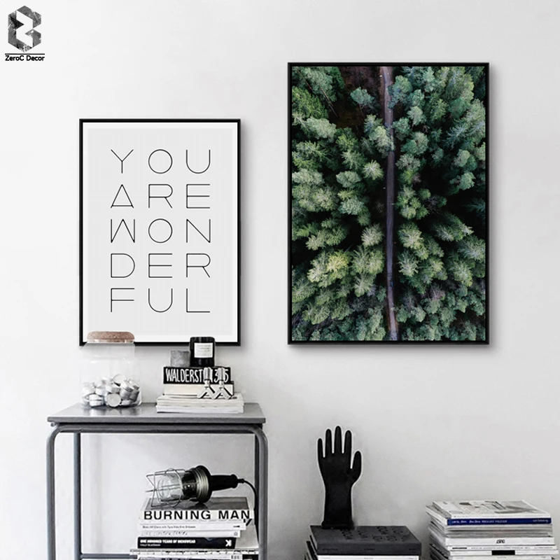 

Nordic Style Forest Posters and Prints Quotes Canvas Painting Wall Art Decorative Picture for Living Room Decoration