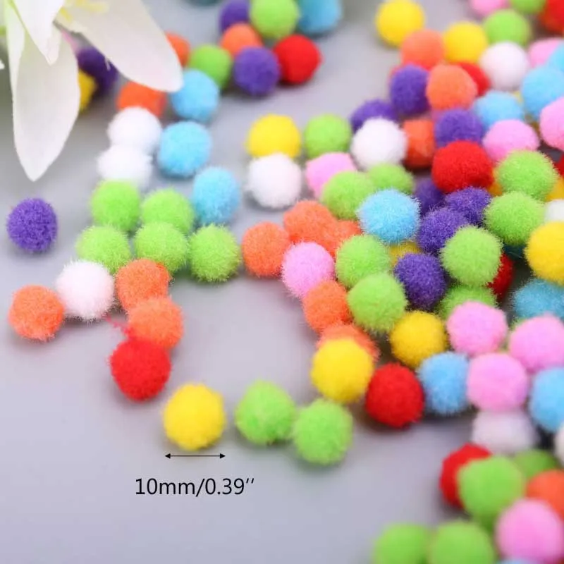 1000 шт мягкие круглые пушистые Помпоны разноцветные помпоны 10 мм для рукоделия - Цвет: 10mm