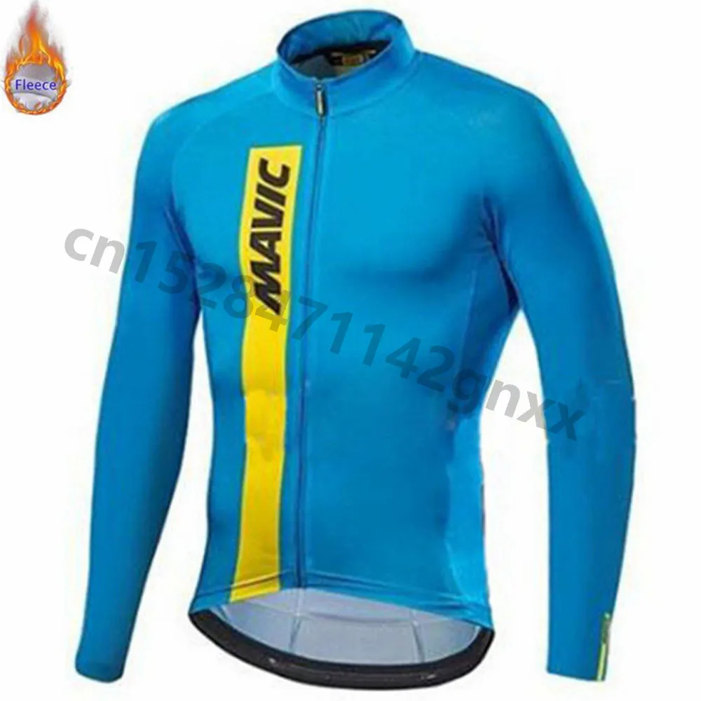 Mavic Winter Men's Cycling Jersey Long Sleeve Set Thermal Fleece MTB Bike Clothing triathlon Maillot Ropa Ciclismo Hombre