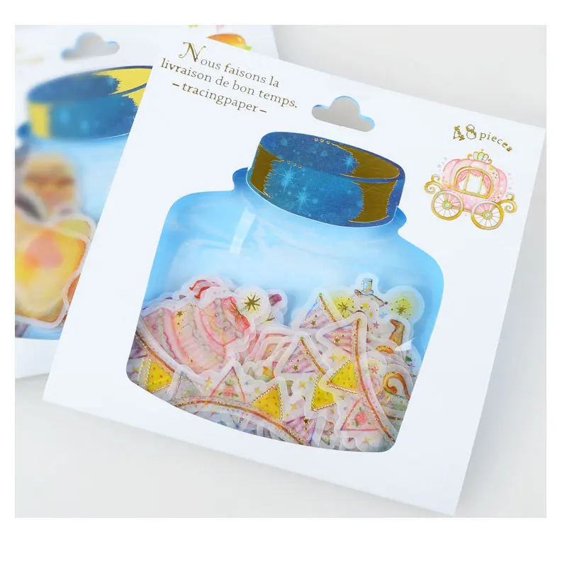 Papelaria Etiquetas Scrapbooking Jamjelly Estética Deriva Garrafas Planejador Kawaii Stickers Q-lia Filofax Coreano 48 Pçs - Set 6 High Quality Material escolar e de escritório
