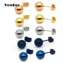 Cor de prata de aço cirúrgico de vowbro 2pc, preto, ouro & cor de ouro rosa bola brincos do parafuso prisioneiro do punk orelha tragus piercing falso taper para
