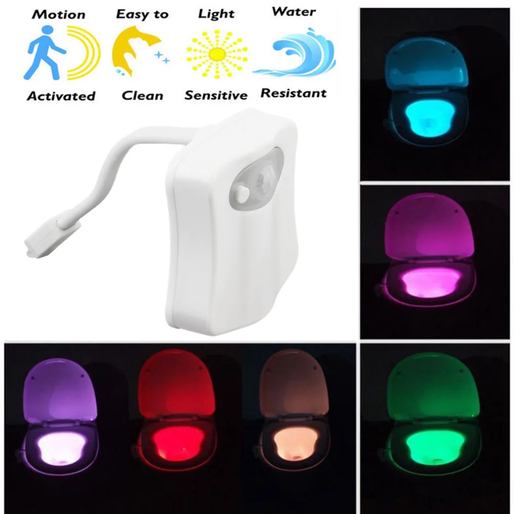 ICOCO 8 Color LED Toilet Night Light Body Motion Activated Seat Sensor Night Light for Bathroom