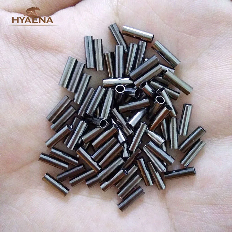 Hyaena 180 قطعة/المجموعة 0.6-1.4 مللي متر 100% النحاس أنبوب واحد برميل العقص الأكمام أنبوب الصيد اكسسوارات الصيد خط أنبوب