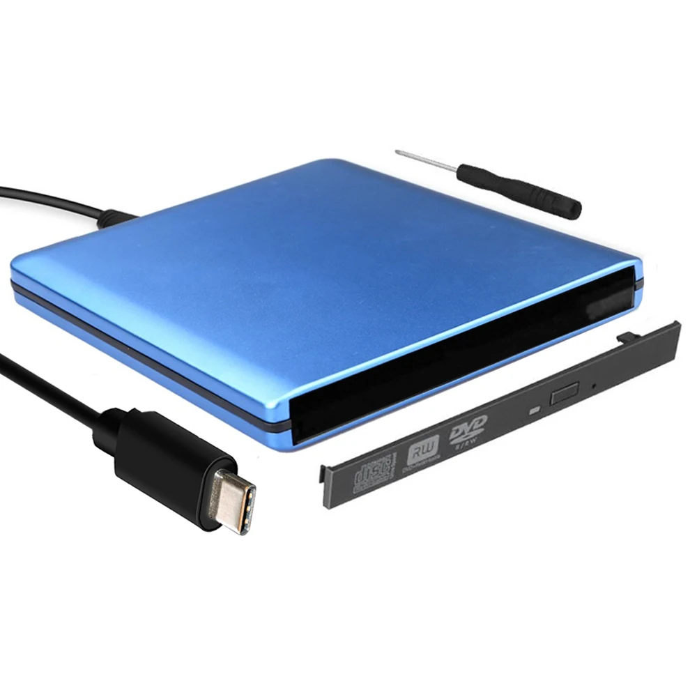 Type C USB 3.1 Aluminum Alloy External CD/DVD RW Enclosure 9.5mm SATA Optical Drive Case For laptop Notebook without Driver | Компьютеры и