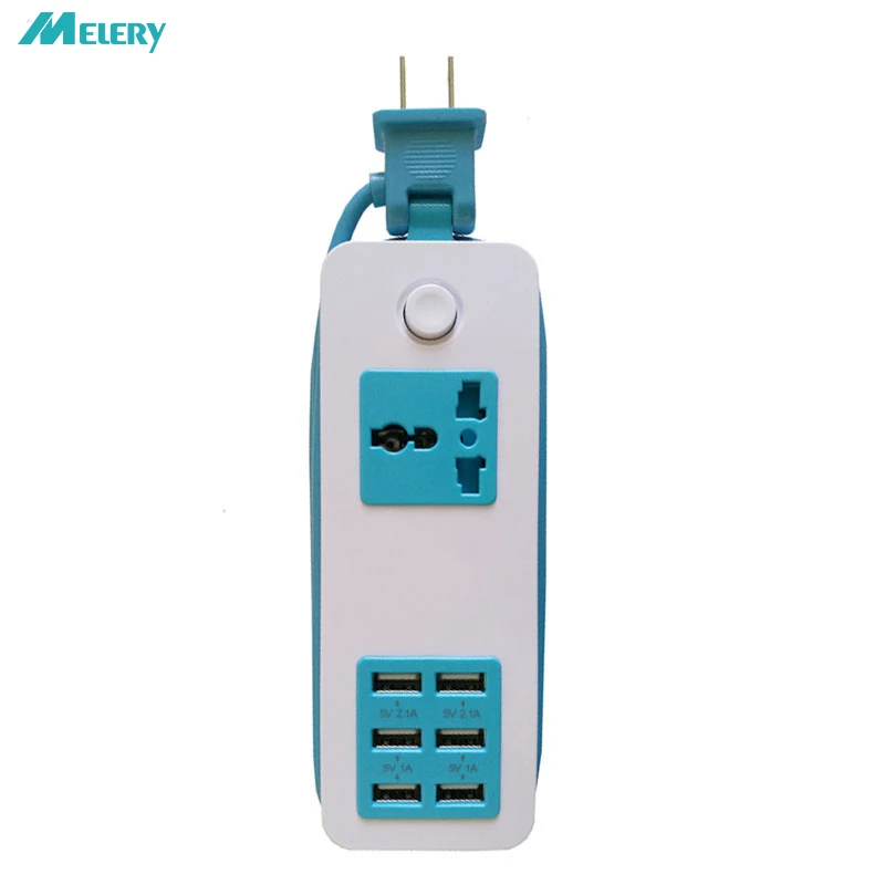 

Portable Power Strip Universal Outlets Socket 6 Ports USB Desktop Travel Charger Station US/UK/EU Plug with 5ft Extension Cord