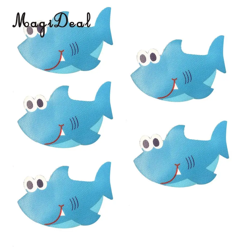 MagiDeal 5 Piece Non Slip Bath Tub Stickers Bathroom Mat Shower Room Kitchens Stairs Floor Grip Shark 