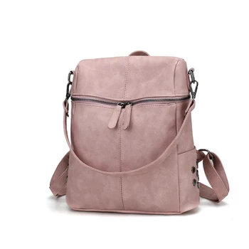 

Woman PU Leather Backpack Black High Quality Fashion Style Designer Female Casual Mochila Bag Travel School Double Use Mochila