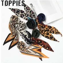 Осенне-зимний женский леопардовый шарф 32*115 см, модный уличный сатиновый шарф со змеиным принтом, шаль с цепным принтом