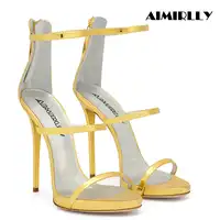 Women Shoes High Heels Sandals Elegant Peep Toe Strappy Cover Heel Zipper Ladies Summer Party Dress Shoes Female Aimirlly