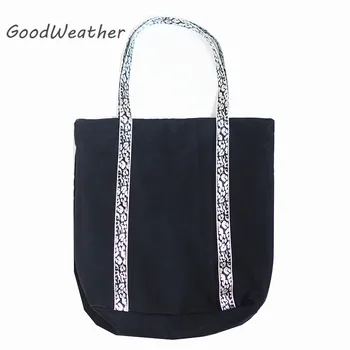 

Fashion black canvas shoulder bag big handbag designer large capacity reusable foldable shopping bag travel women shoulder bags