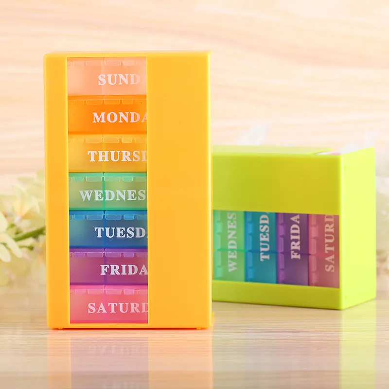 

Colorful Pill Storage Box 7 Day Week Medicine Tablet Drug Holder Storage Boxes Pillbox Case Organizer Container